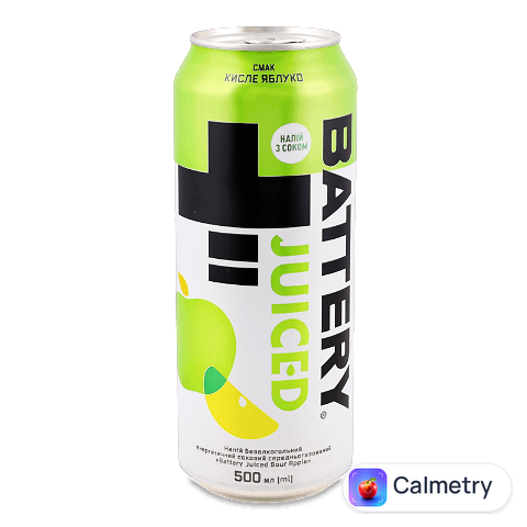 Напій енергетичний Battery Juiced Sour Apple безалкогольний з/б, 0,5л