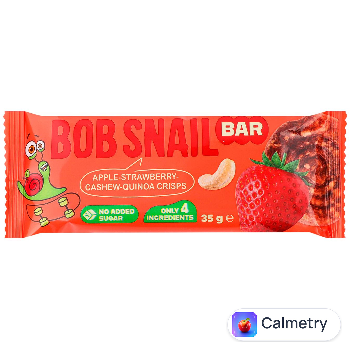 Батончик Bob Snail яблуко-полуниця-кеш’ю-кіноа 35г — фото продукту