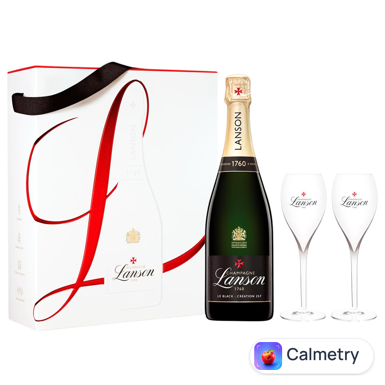 Шампанське Lanson Le Black Label Brut біле брют 12,5% 0,75л + 2 келихи
