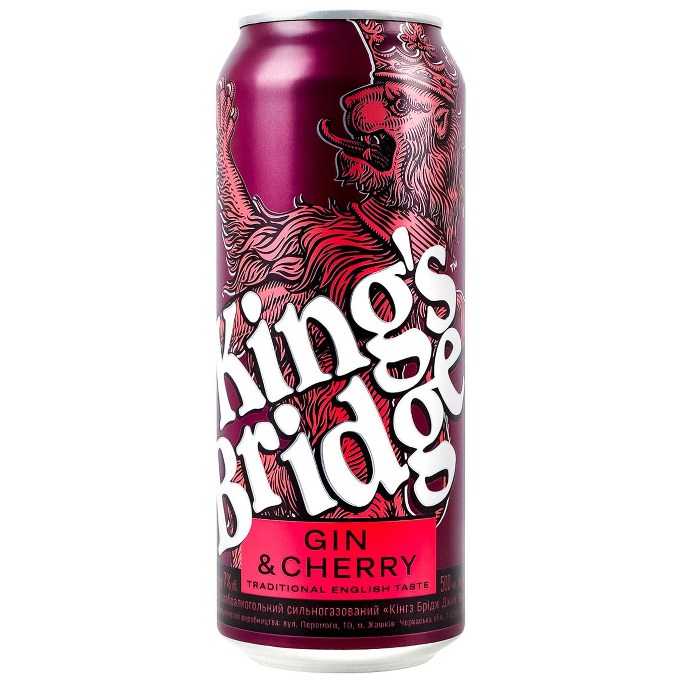 Напій слабоалкогольний King's Bridge Gin & Cherry 7% 0,5л — фото продукту