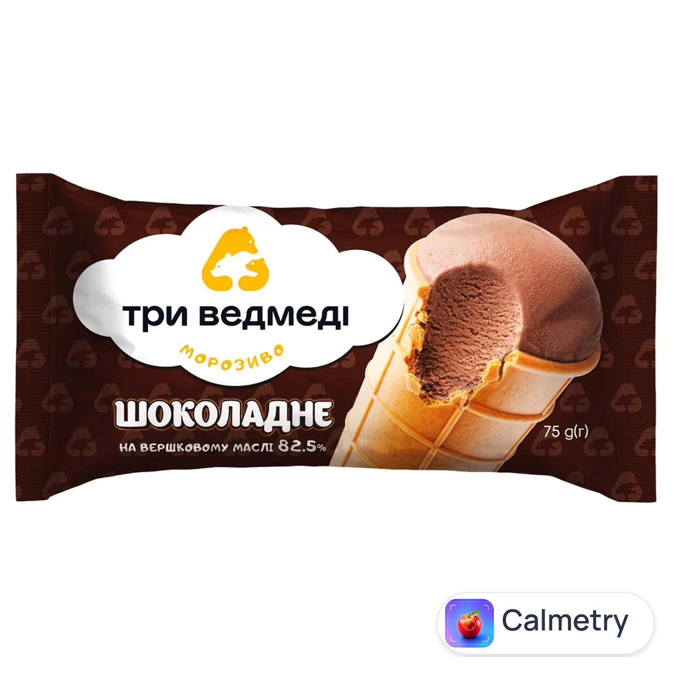 Морозиво Три Ведмеді Пломбір шоколадний 75г — фото продукту
