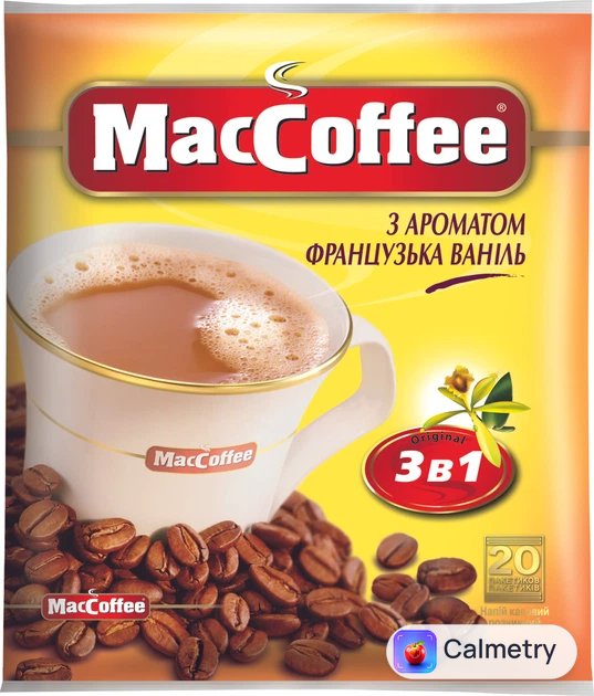 Кавовий напій 3в1 MacCoffee з ароматом французька ваніль 18 г x 20 шт