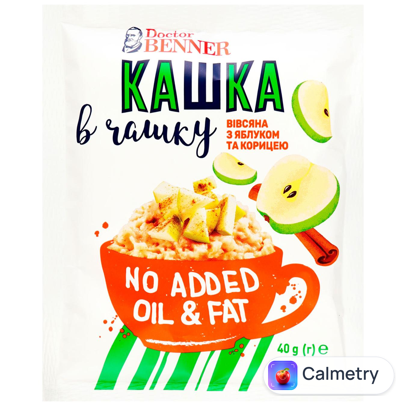 Каша Doctor Benner Кашка в чашку вівсяна з яблуком та корицею 40г