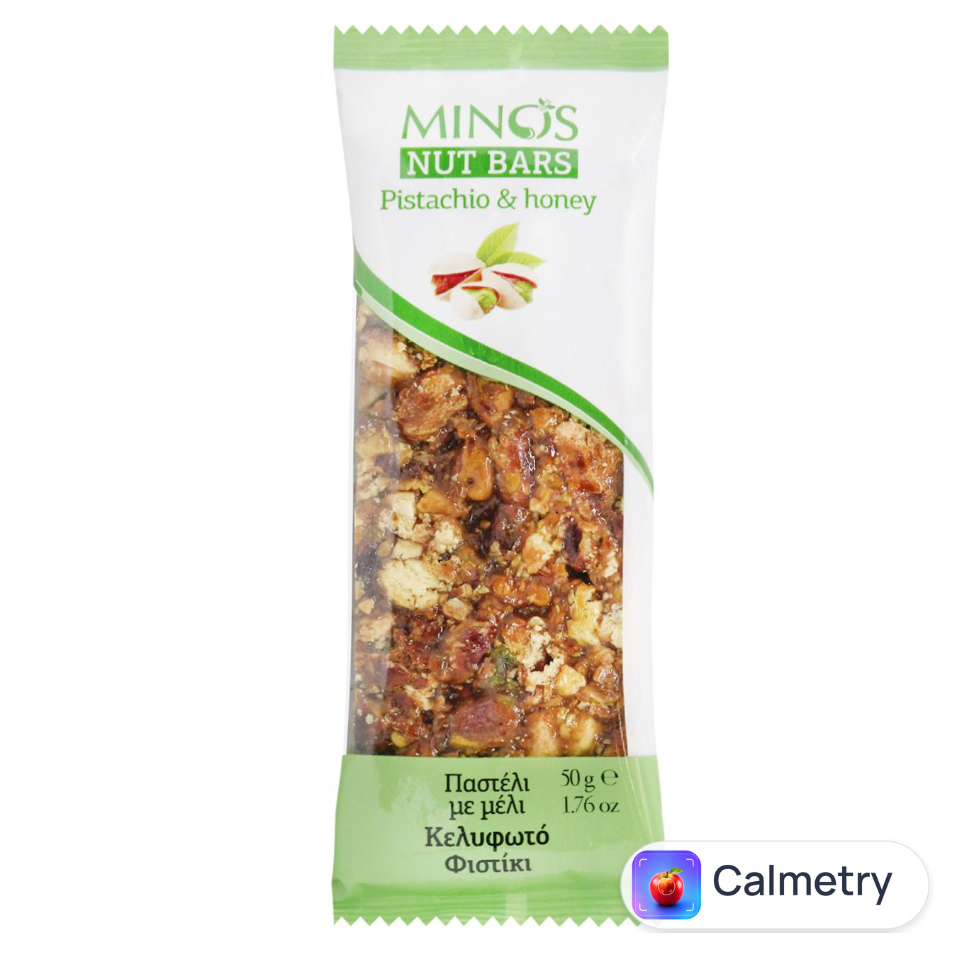 Батончик Minos з фісташками та медом 50г — фото продукту