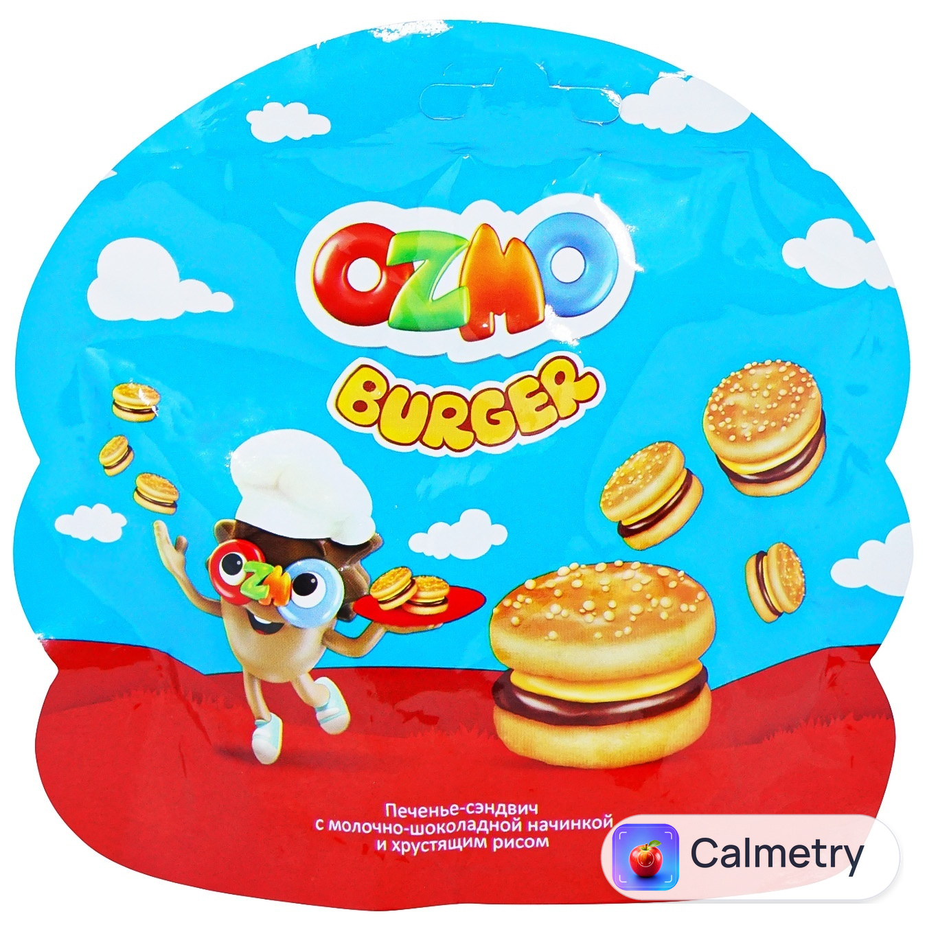 Печиво-сендвіч Ozmo Burger з молочним і шоколадним кремом та повітряним рисом 40г