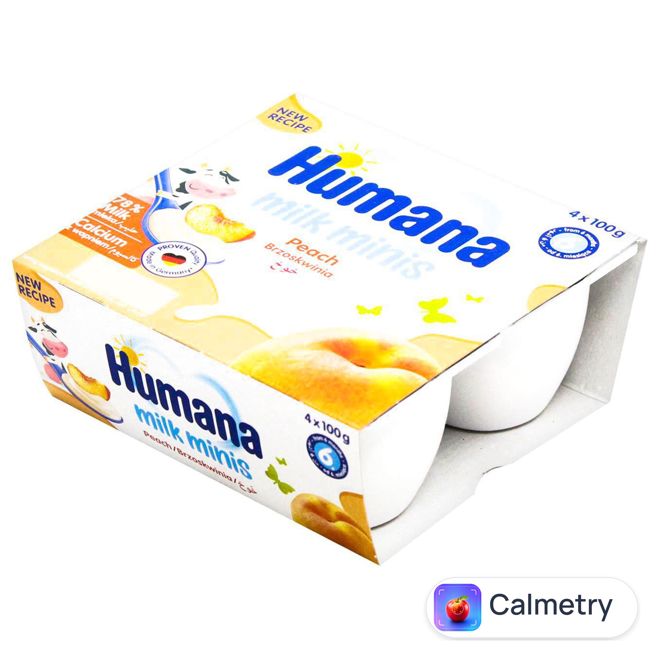Продукт кисломолочний Humana з персиком та натуральними пребіотиками з 6 місяців 4х100г