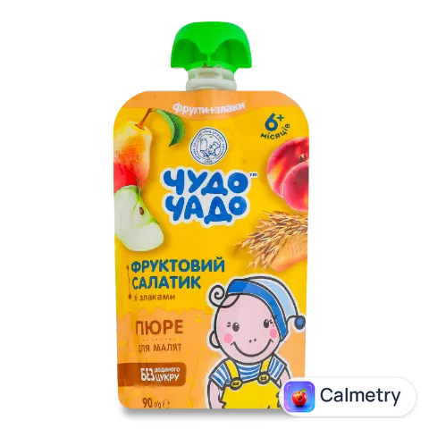 Пюре «Чудо-Чадо» фруктовий салатик зі злаками та смаком печива