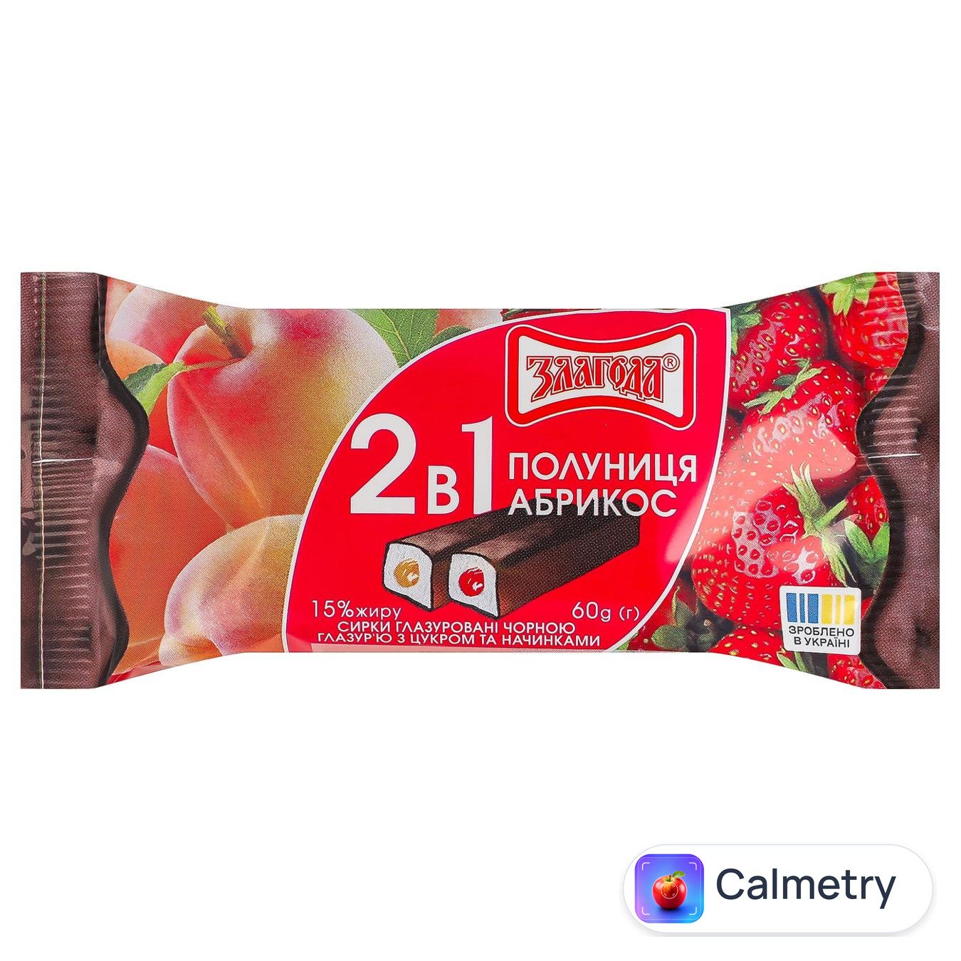 Сирок глазурований Злагода Полуниця-Абрикос 2 в 1 15% 60г