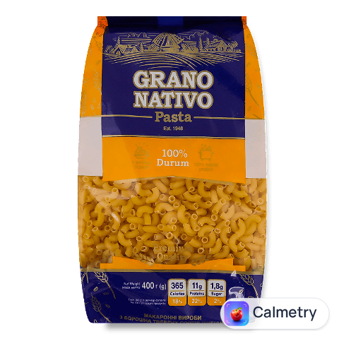 Вироби макаронні Grano Nativo Ріжки 100% durum, 400г