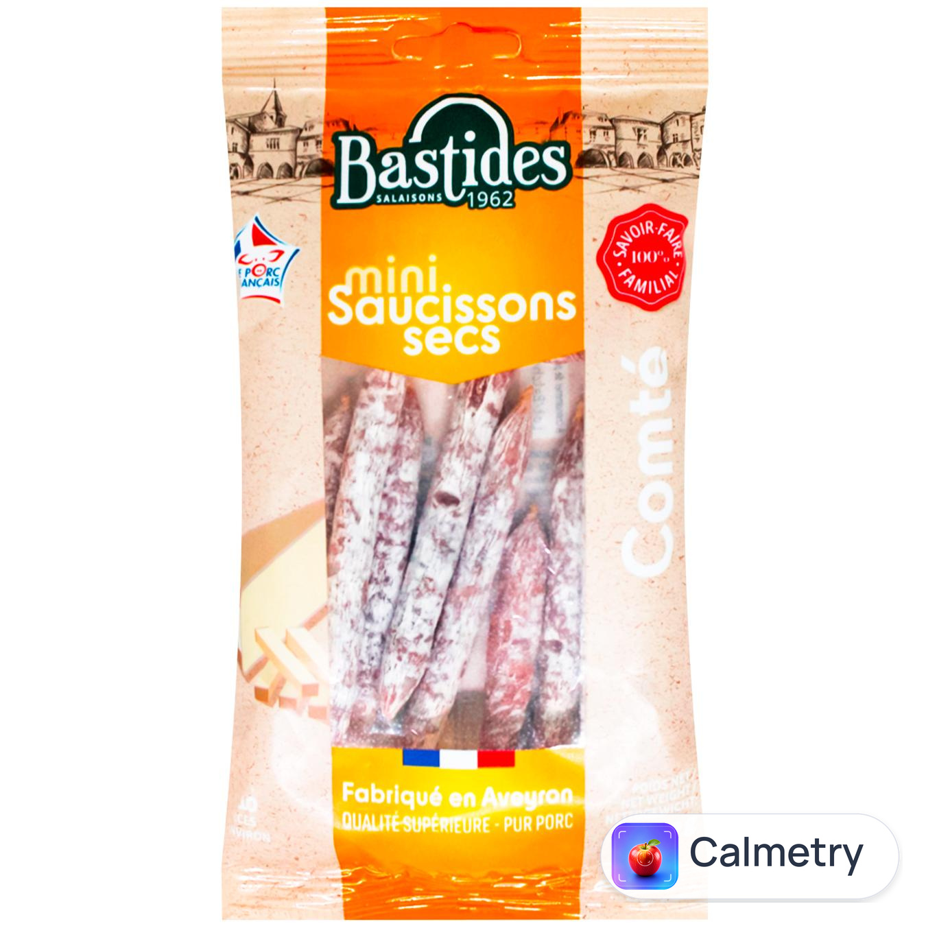 Ковбаски Bastides Salaisons Сальчичон сиров'ялені з сиром конте 100г