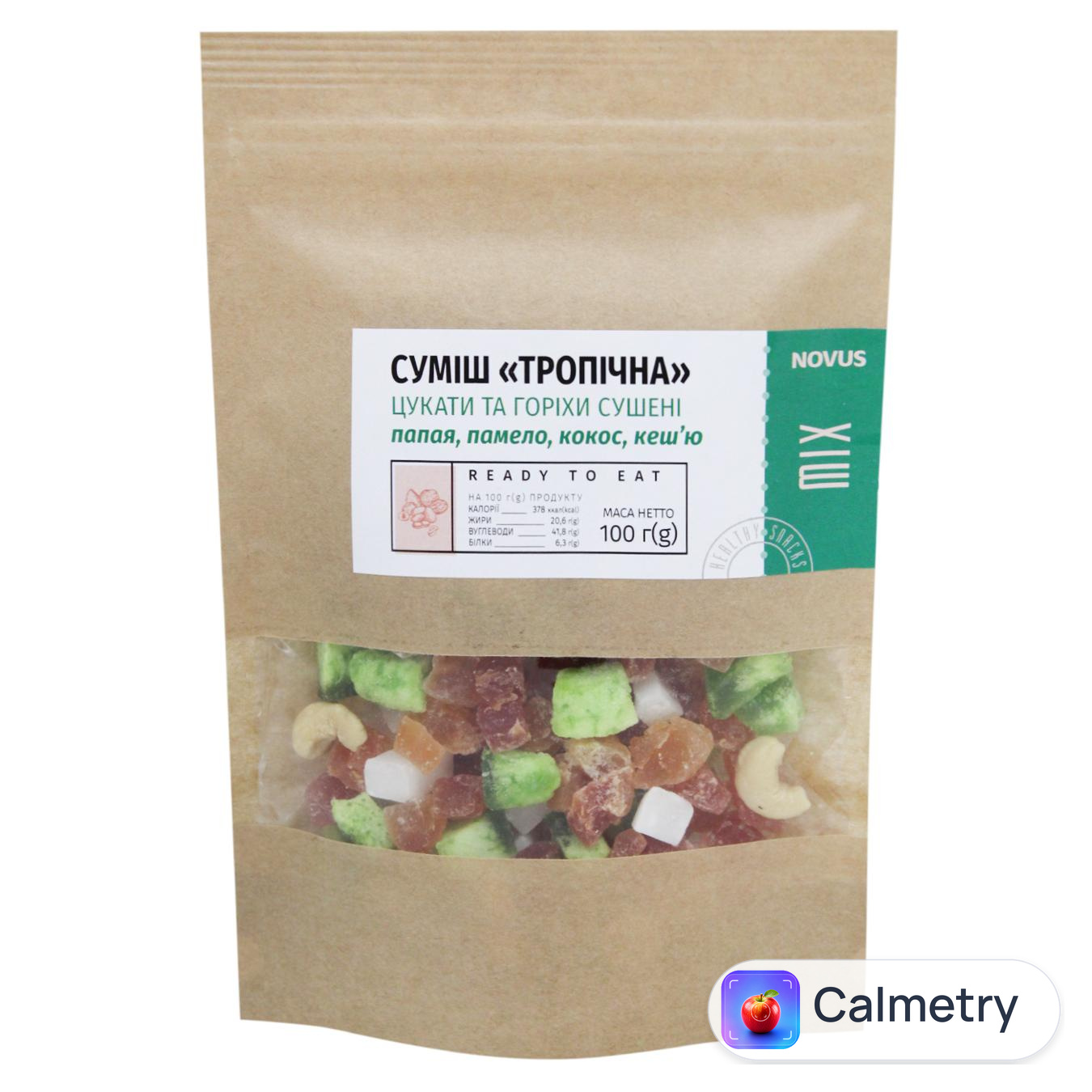 Суміш фруктово-горіхова Novus Тропічна 100г — фото продукту