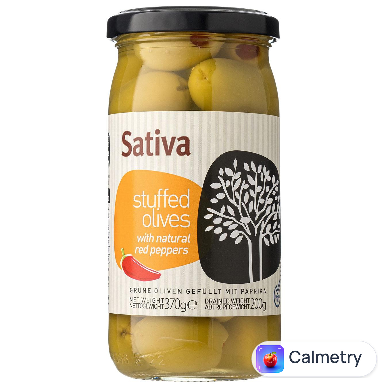 Оливки Sativa з червоним перцем 370г