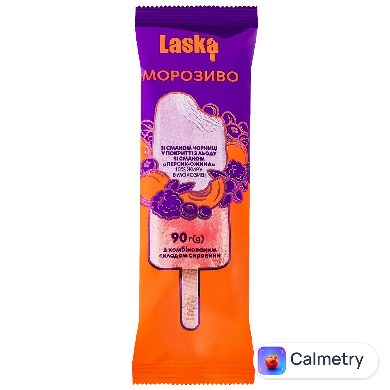 Морозиво Laska Персик-ожина зі смаком чорниці 90г