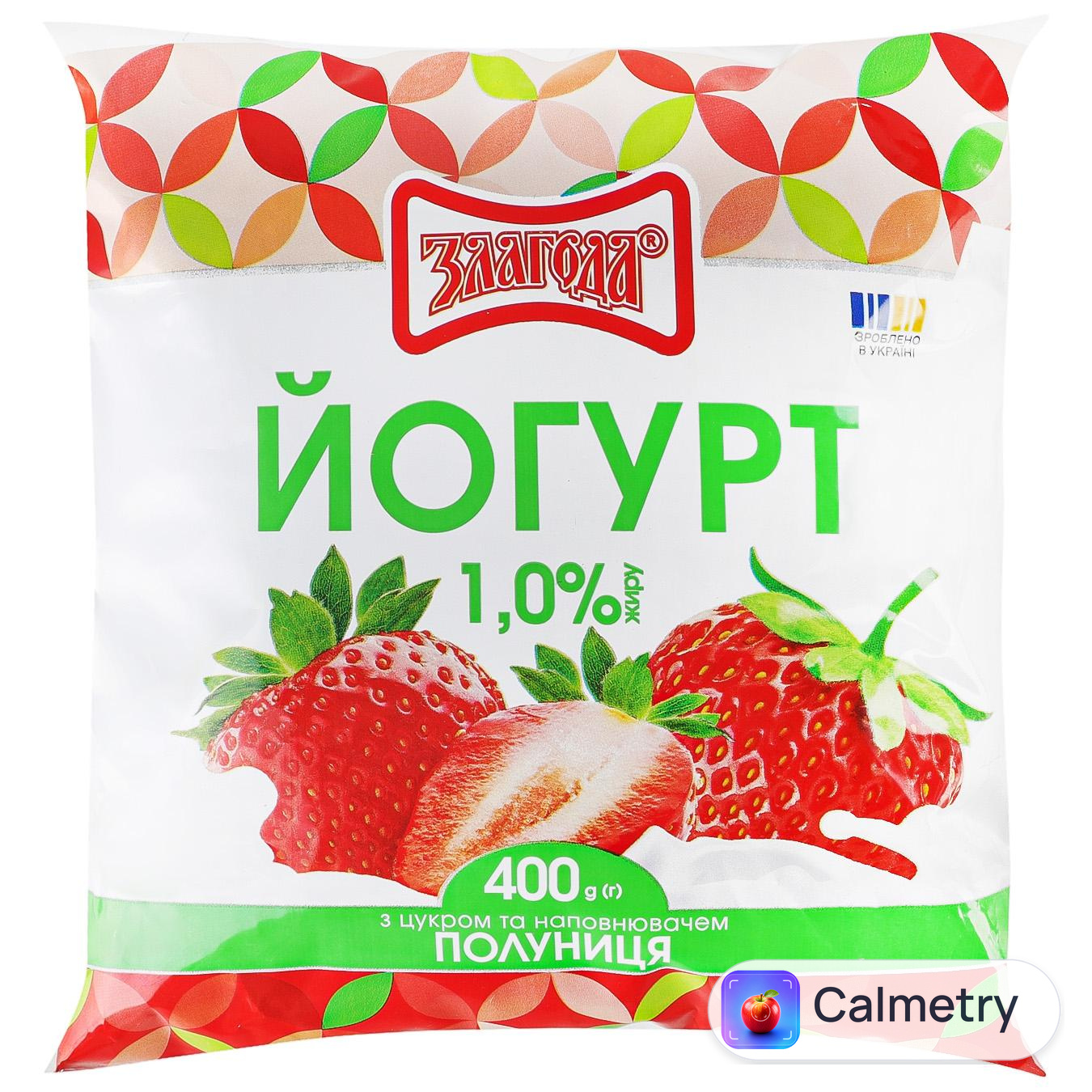 Йогурт Злагода Полуниця з цукром 1% 400г