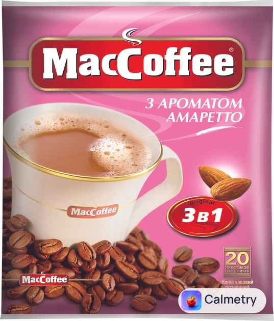 Кавовий напій 3в1 MacCoffee з ароматом амаретто 18 г x 20 шт