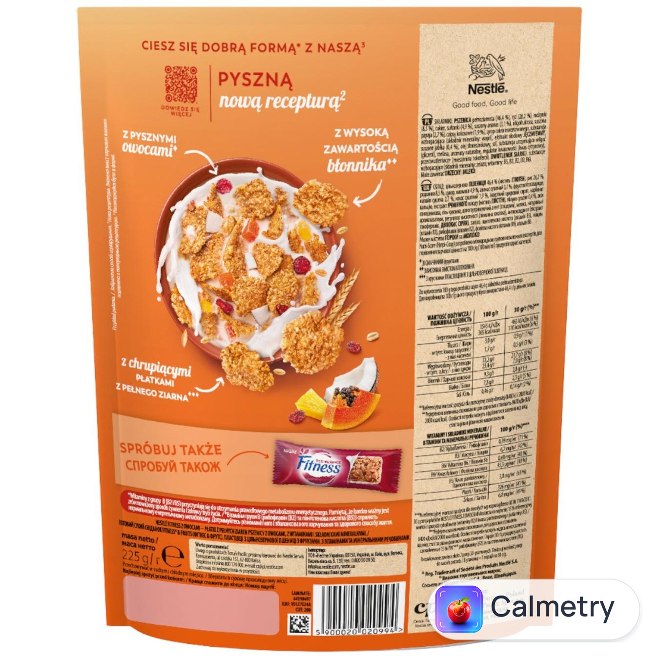Сніданок сухий FITNESS® Fruits з цільної пшениці з фруктами 225г — фото продукту