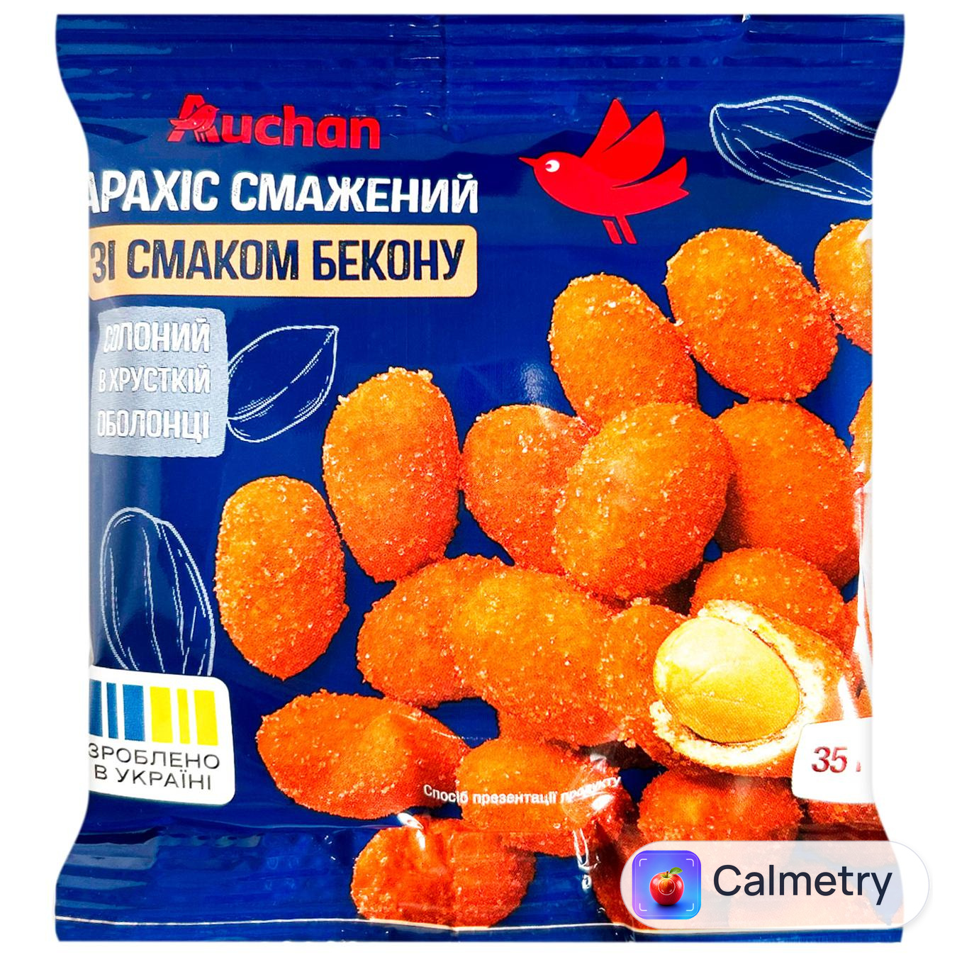 Арахіс Auchan смажений зі смаком бекону 35г