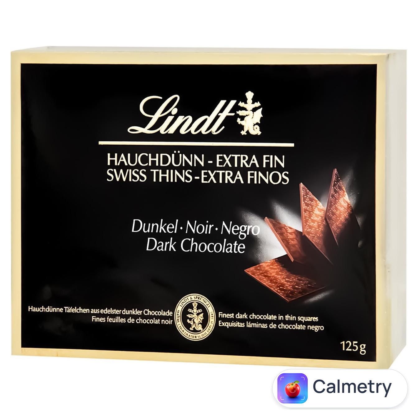 Шоколад чорний Lindt у тонких пластинках 125г — фото продукту