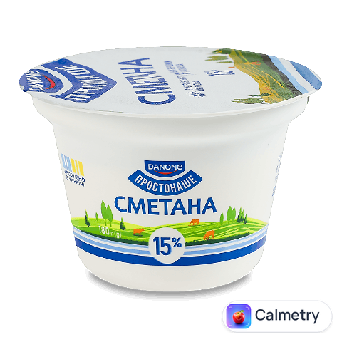 Сметана Простонаше 15%, стакан, 180г