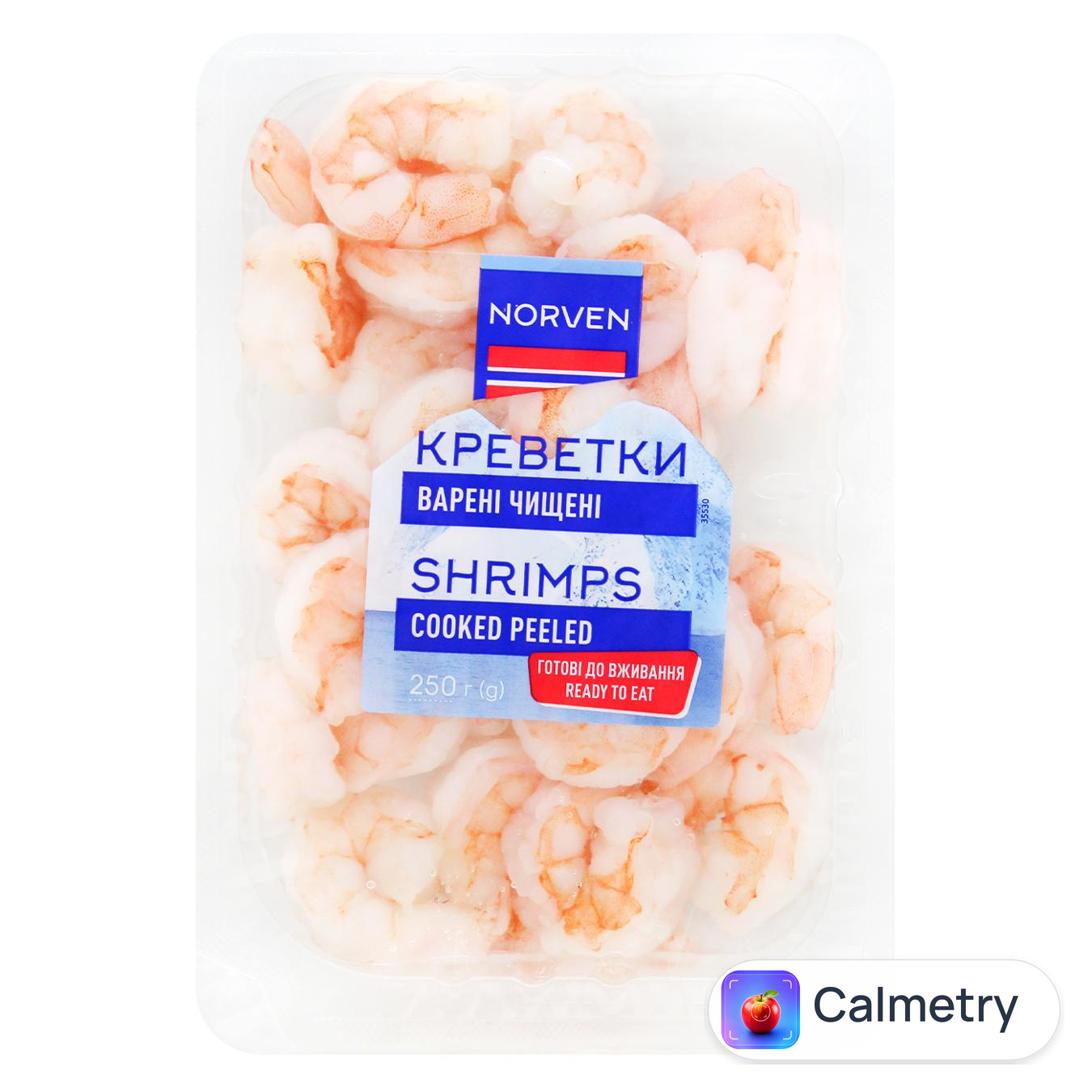 Креветки Norven чищені з хвостами варені охолоджені 250г — фото продукту