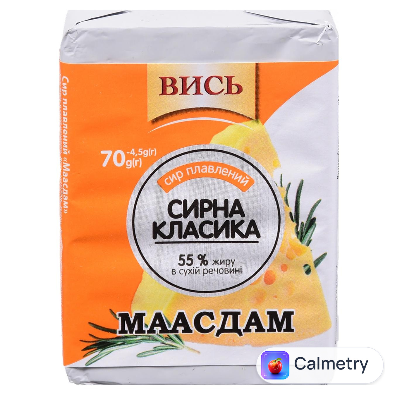 Сир плавлений Вись Маасдам 55% 70г