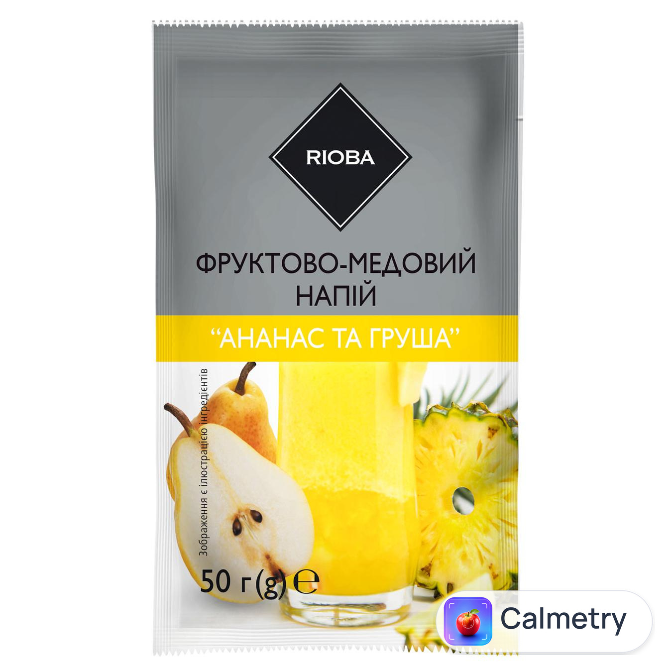 Чай фруктово-медовий Rioba концентрат Ананас та груша 50г — фото продукту
