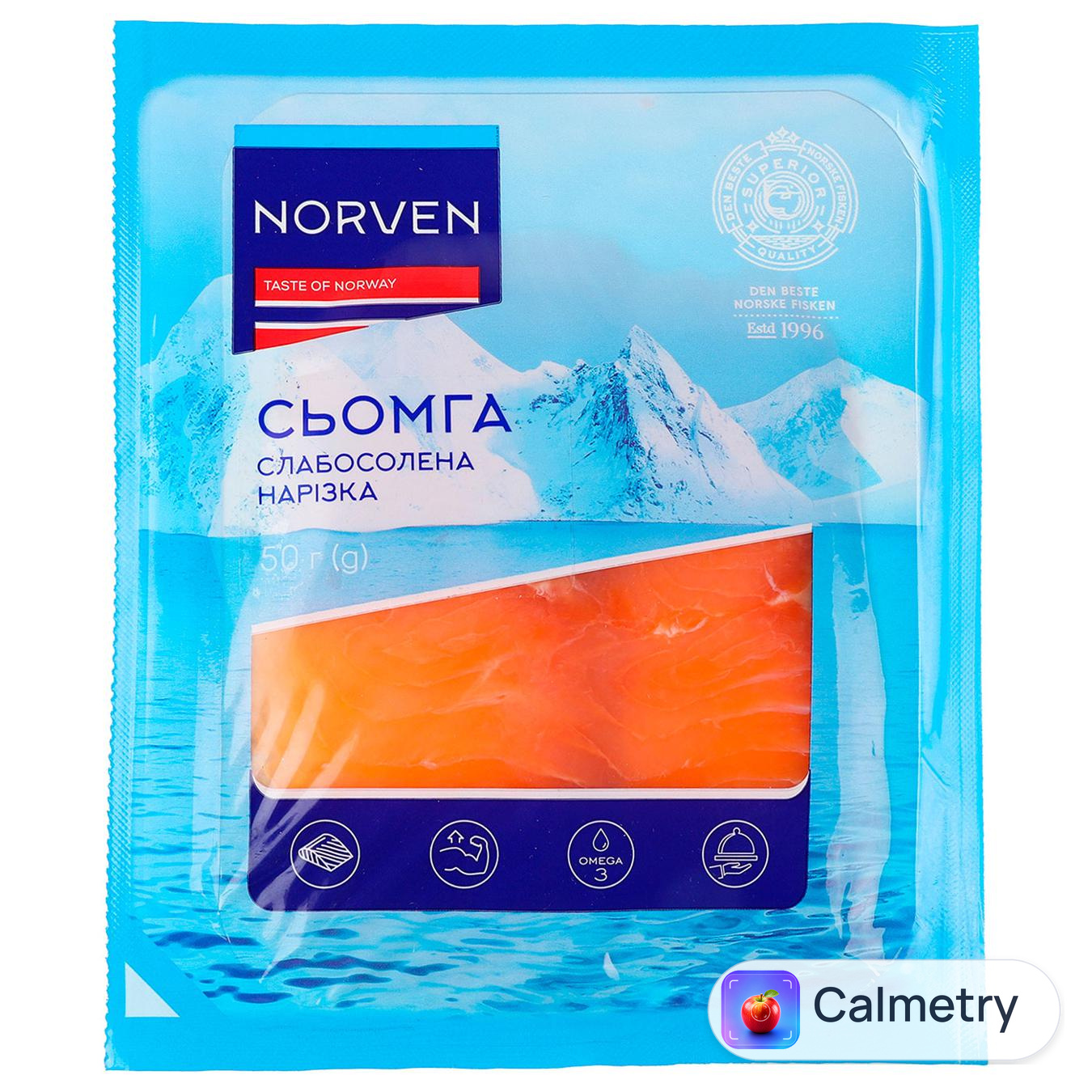 Сьомга Norven слабосолена нарізка 50г — фото продукту