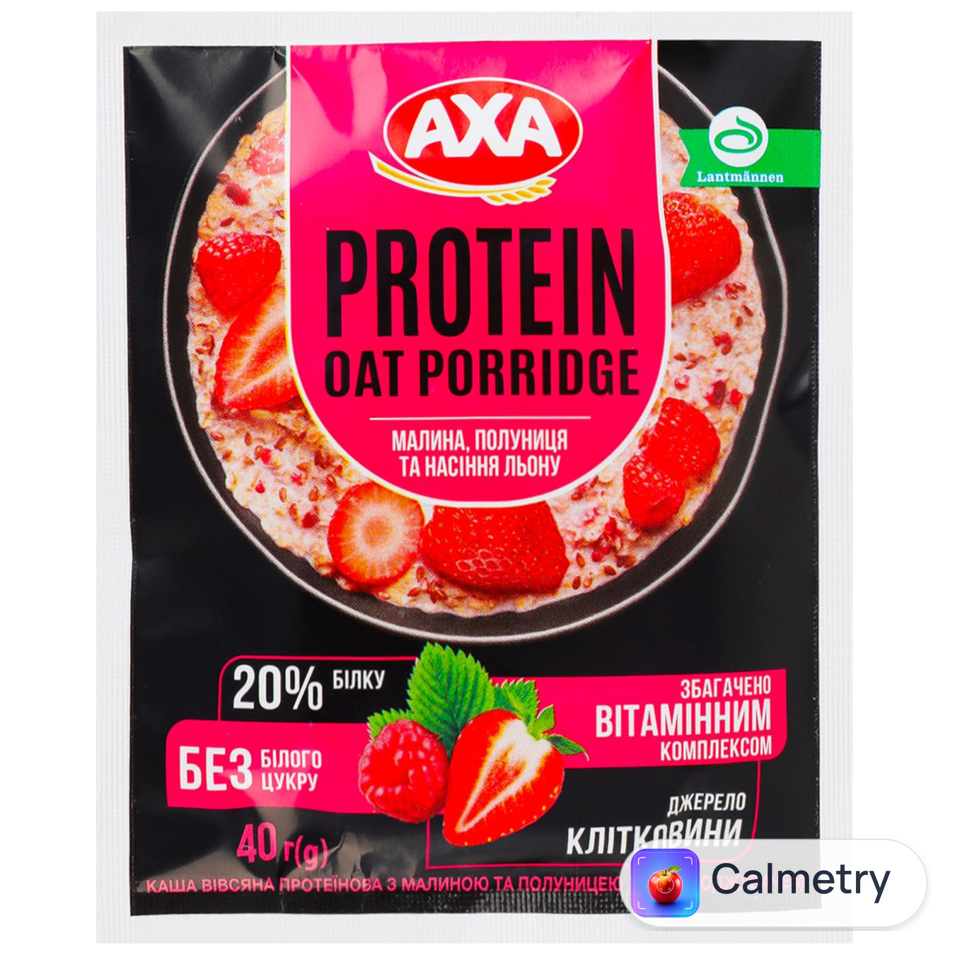 Каша вівсяна Аха Protein малина та полуниця з підсолоджувачем 40г — фото продукту