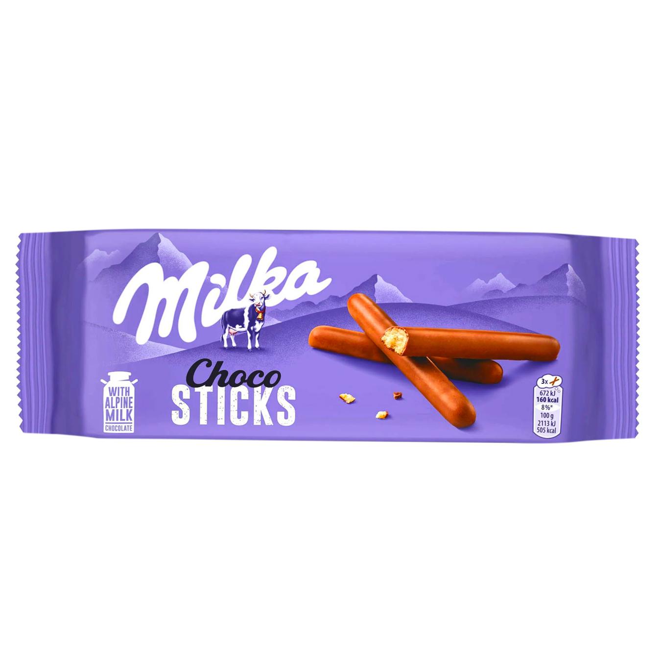 Печиво-палички Milka Lila Sticks в молочному шоколаді 112г — фото продукту