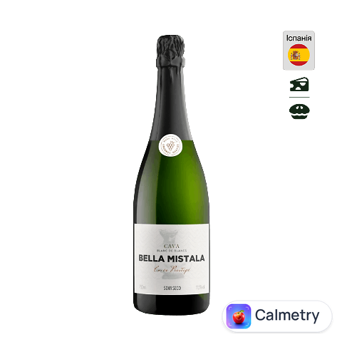 Вино ігристе Bella Mistala Cava Semi seco біле, 0,75л