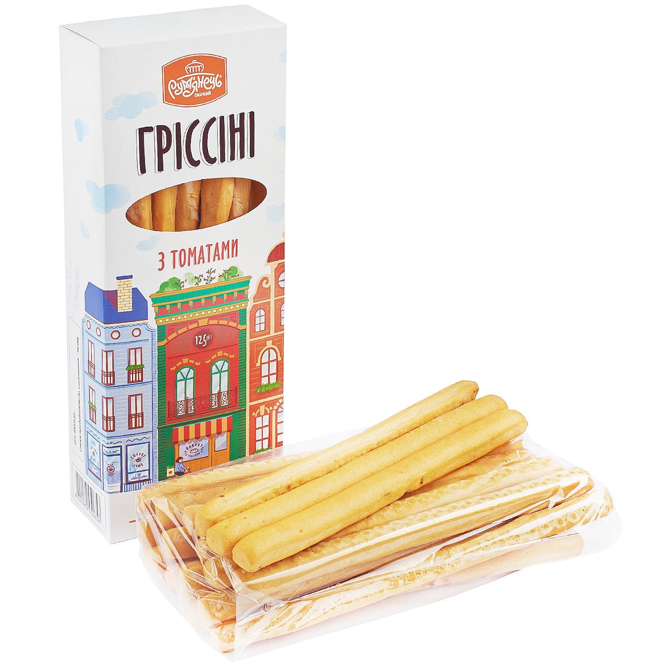 Хлібні палички Рум'янець Гріссіні з томатами 125г — фото продукту