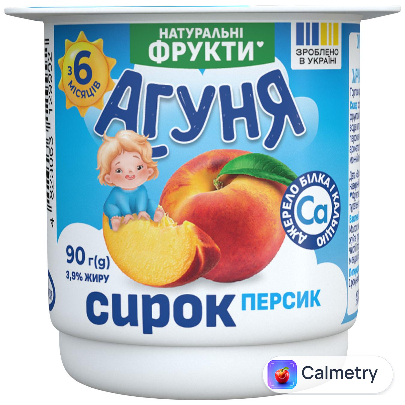 Сирок Агуня персик 3,9% 90г — фото продукту