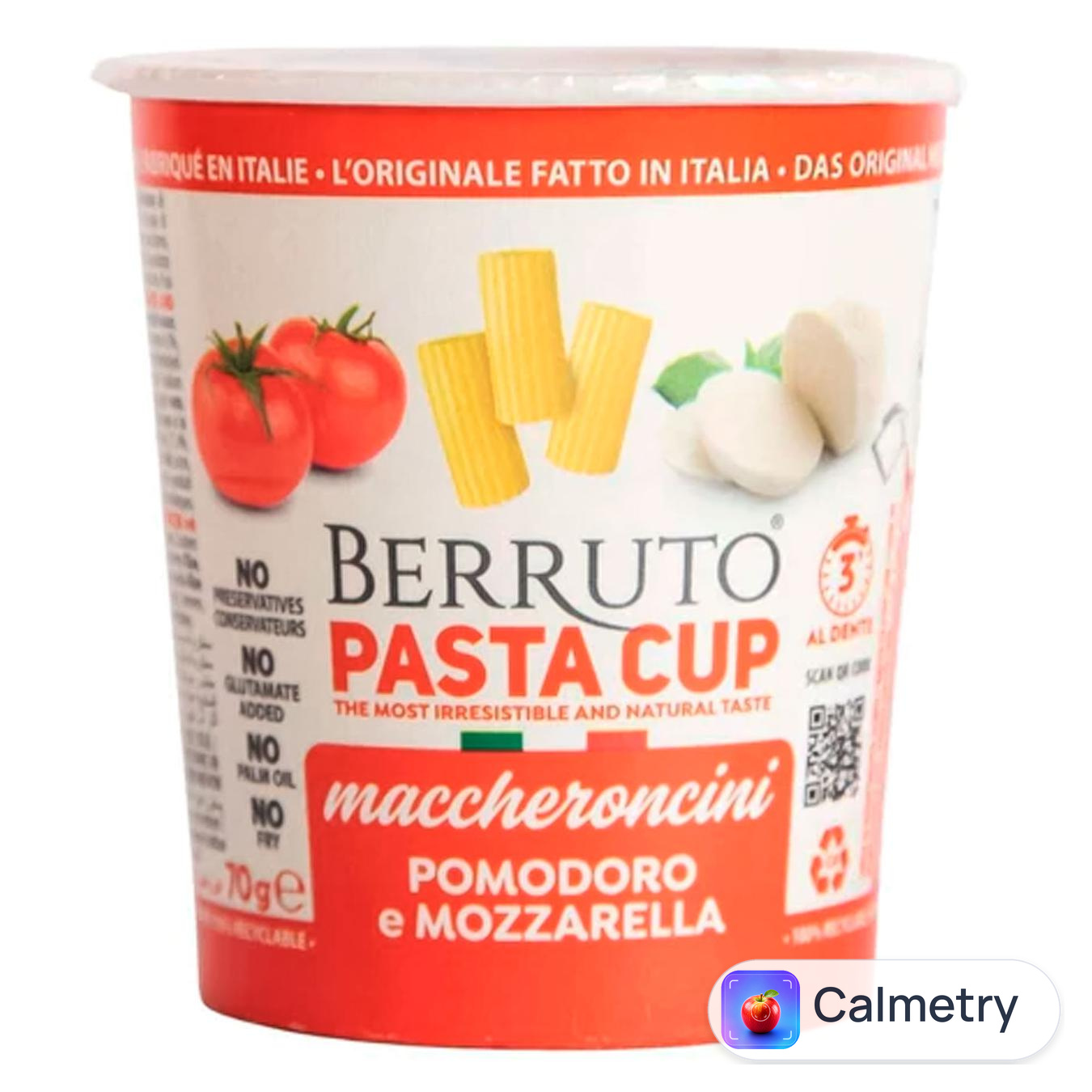 Макаронні вироби Berruto Pasta Cup Макерончіні томати та моцарелла швидкого приготування 70г