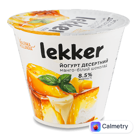 Йогурт Lekker манго-білий шоколад десертний 8,5% стакан, 180г
