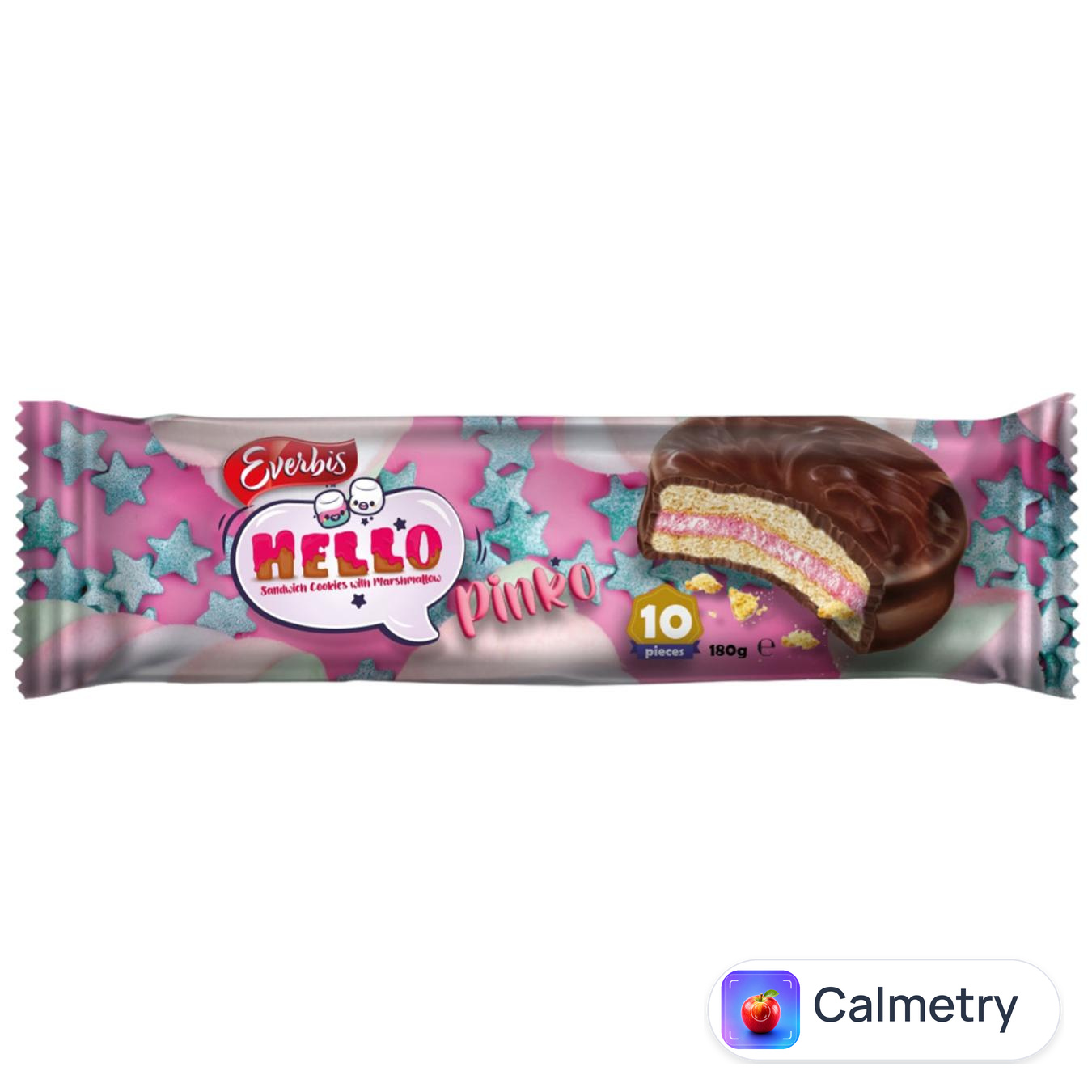 Печиво Everbis Hello Pinko з начинкою маршмелоу зі смаком полуниці 180г