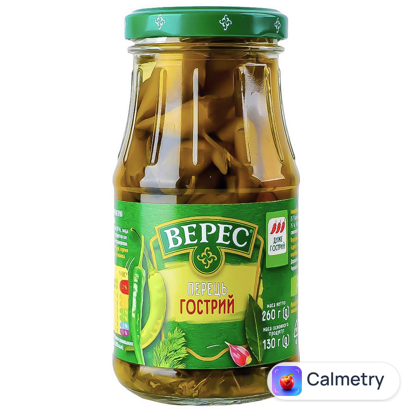 Перець гострий Верес стручковий маринований 260г — фото продукту