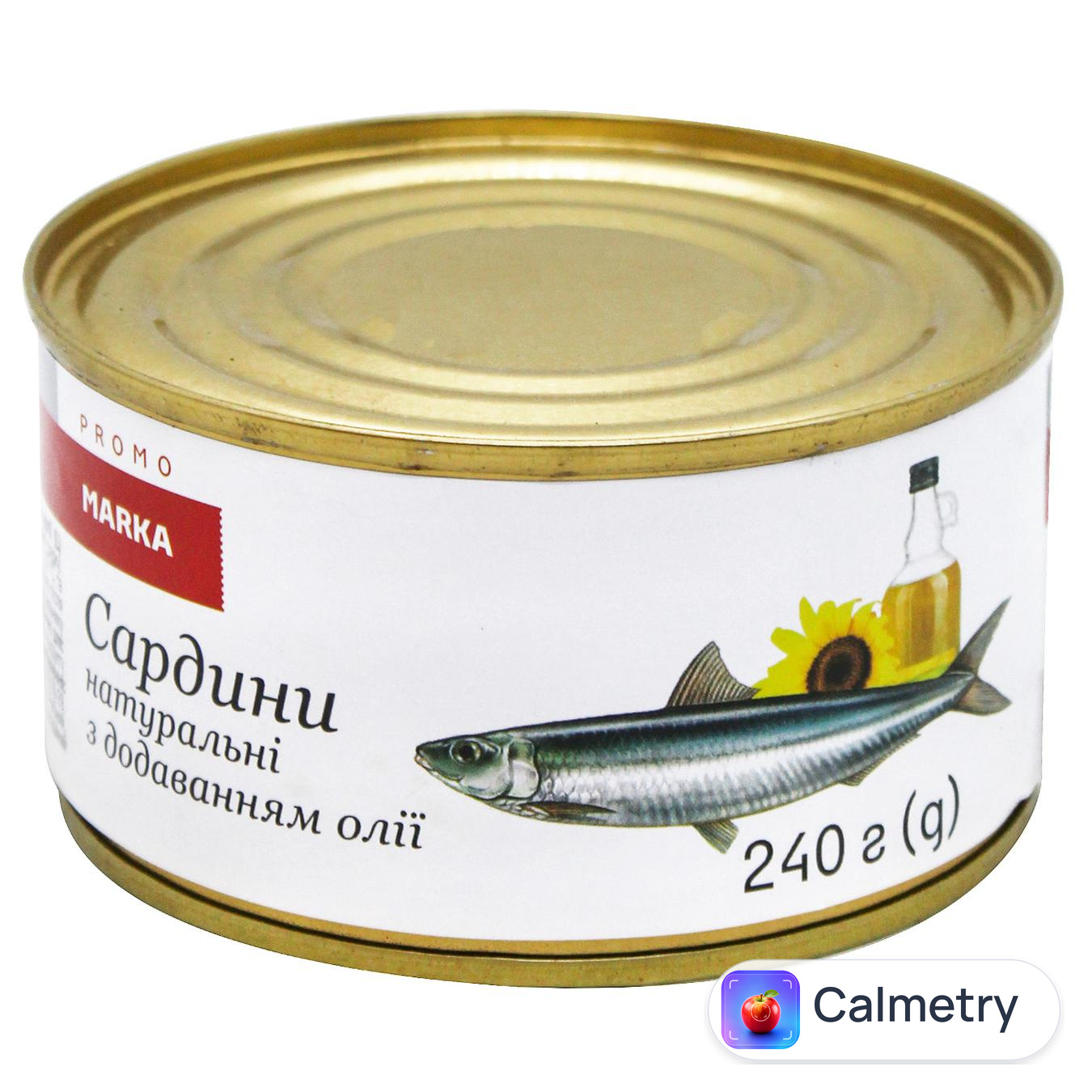 Сардини Marka Promo натуральні з додаванням олії 240г — фото продукту