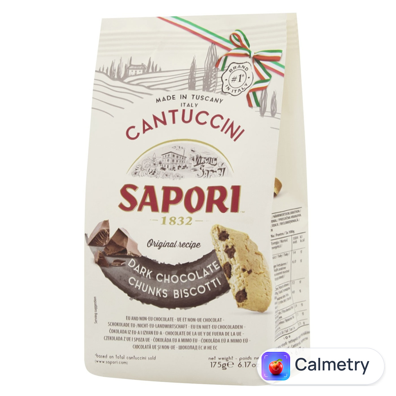 Печиво Sapori Кантучіні з шоколадними крихтами 175г
