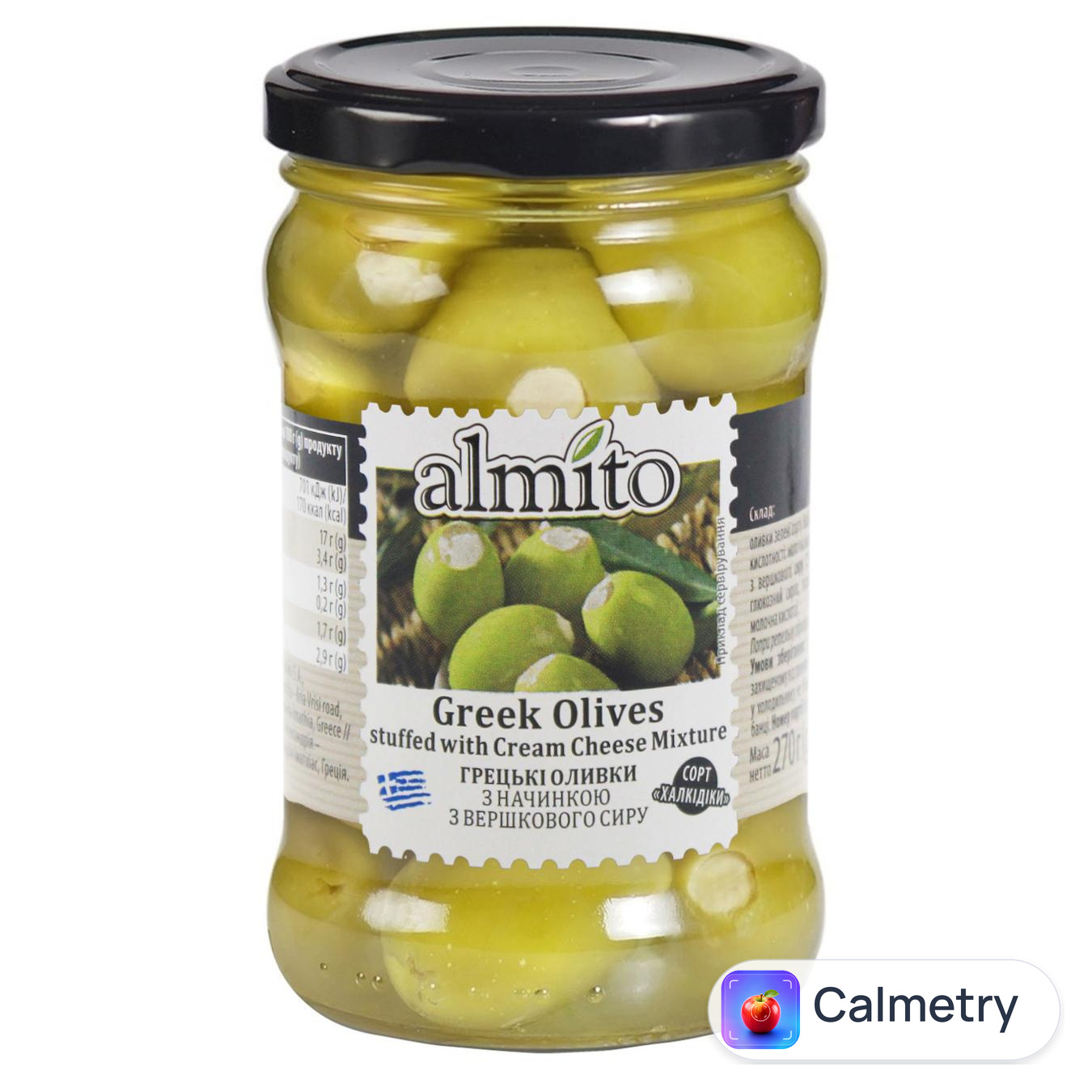 Оливки Almito з начинкою з вершкового сиру 270г — фото продукту