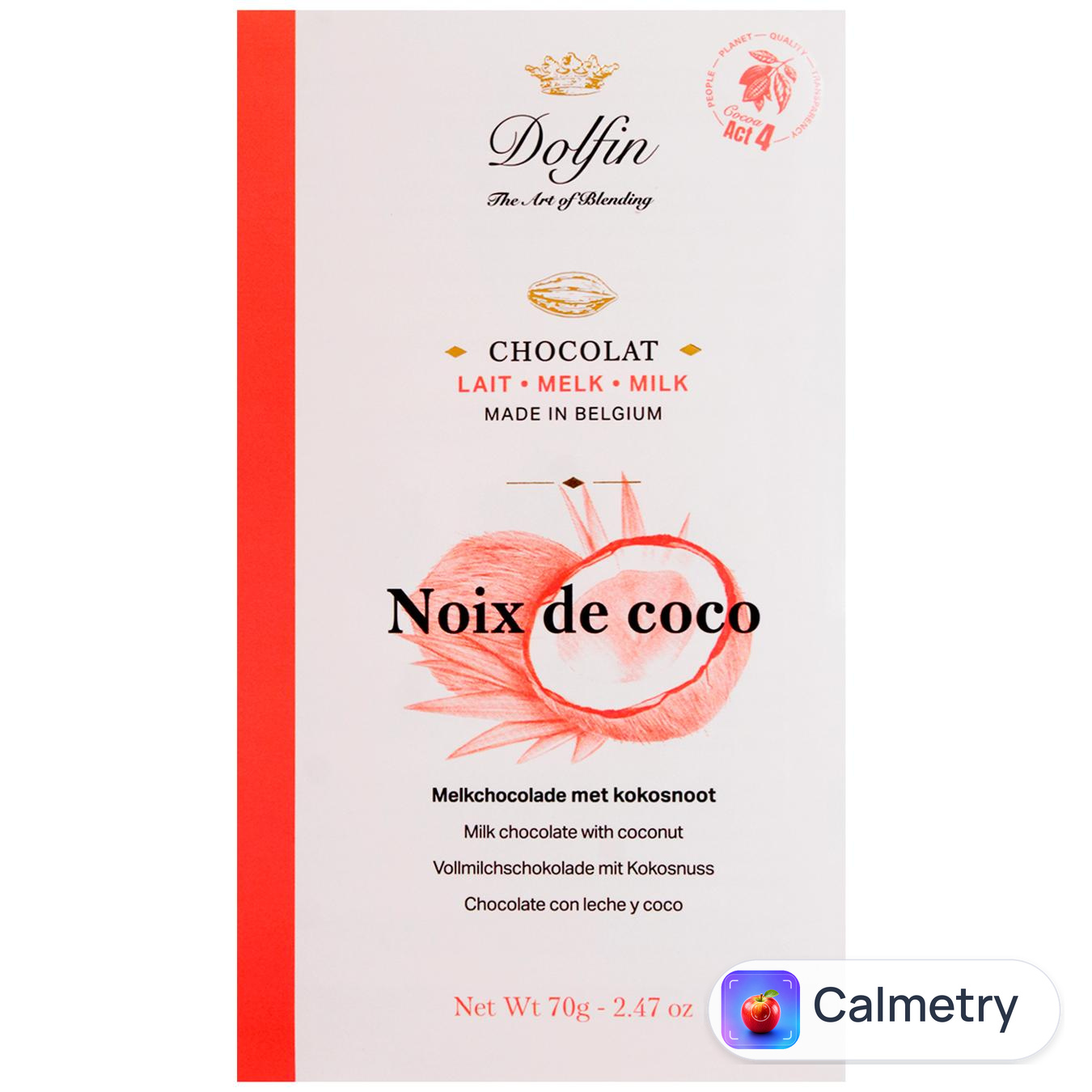Шоколад молочний Dolfin з кокосом 70г