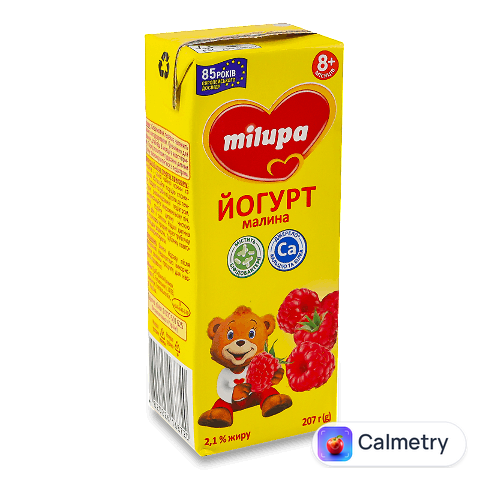 Йогурт Milupa малина з біфідобактеріями 2,1% т/п, 207г