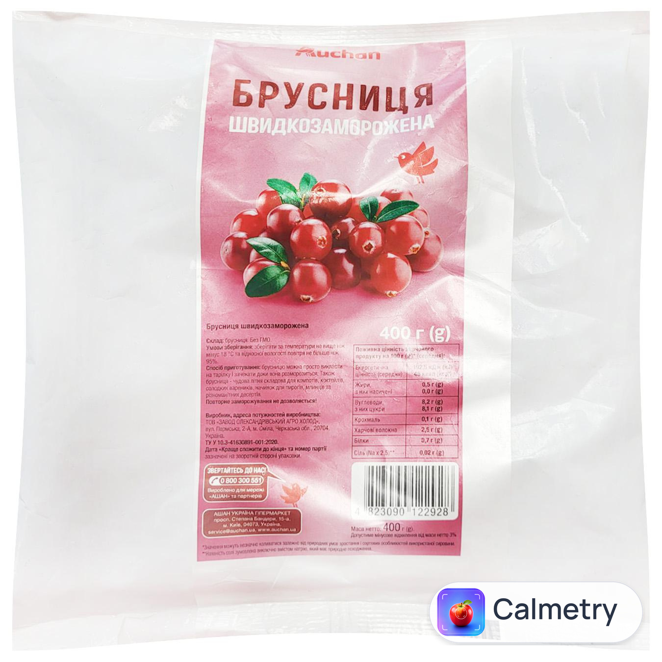 Брусниця Auchan швидкозаморожена 400г