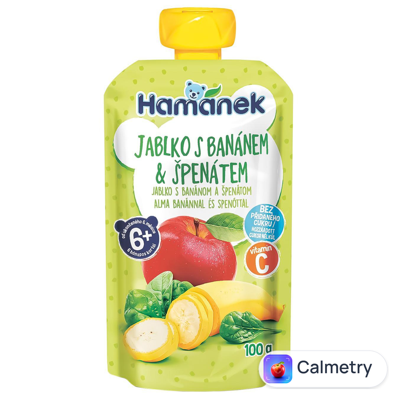Пюре Hamanek Яблуко з бананом та шпинатом 100г — фото продукту