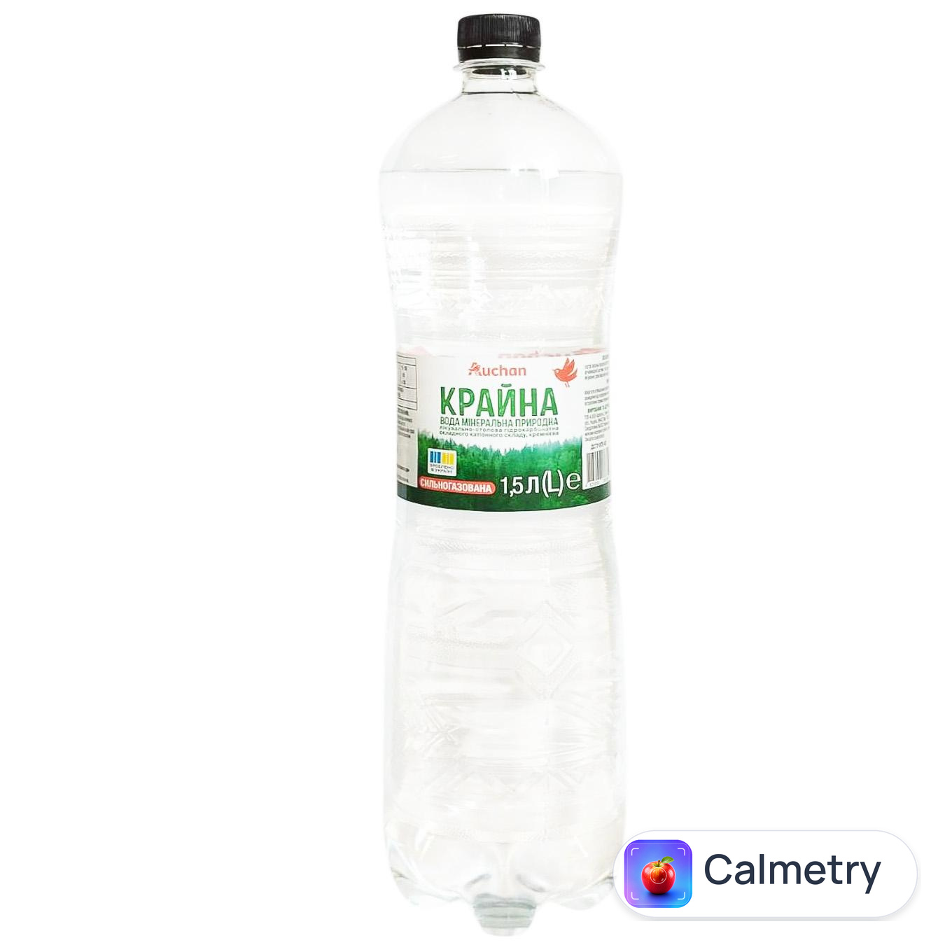 Вода мінеральна Auchan Крайна сильногазована 1,5л