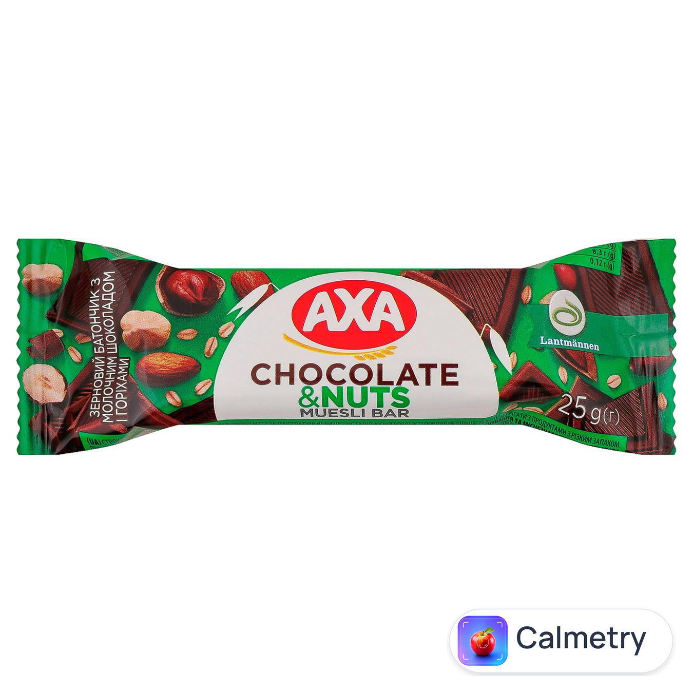 Батончик Axa зерновий з молочним шоколадом і горіхами 25г — фото продукту