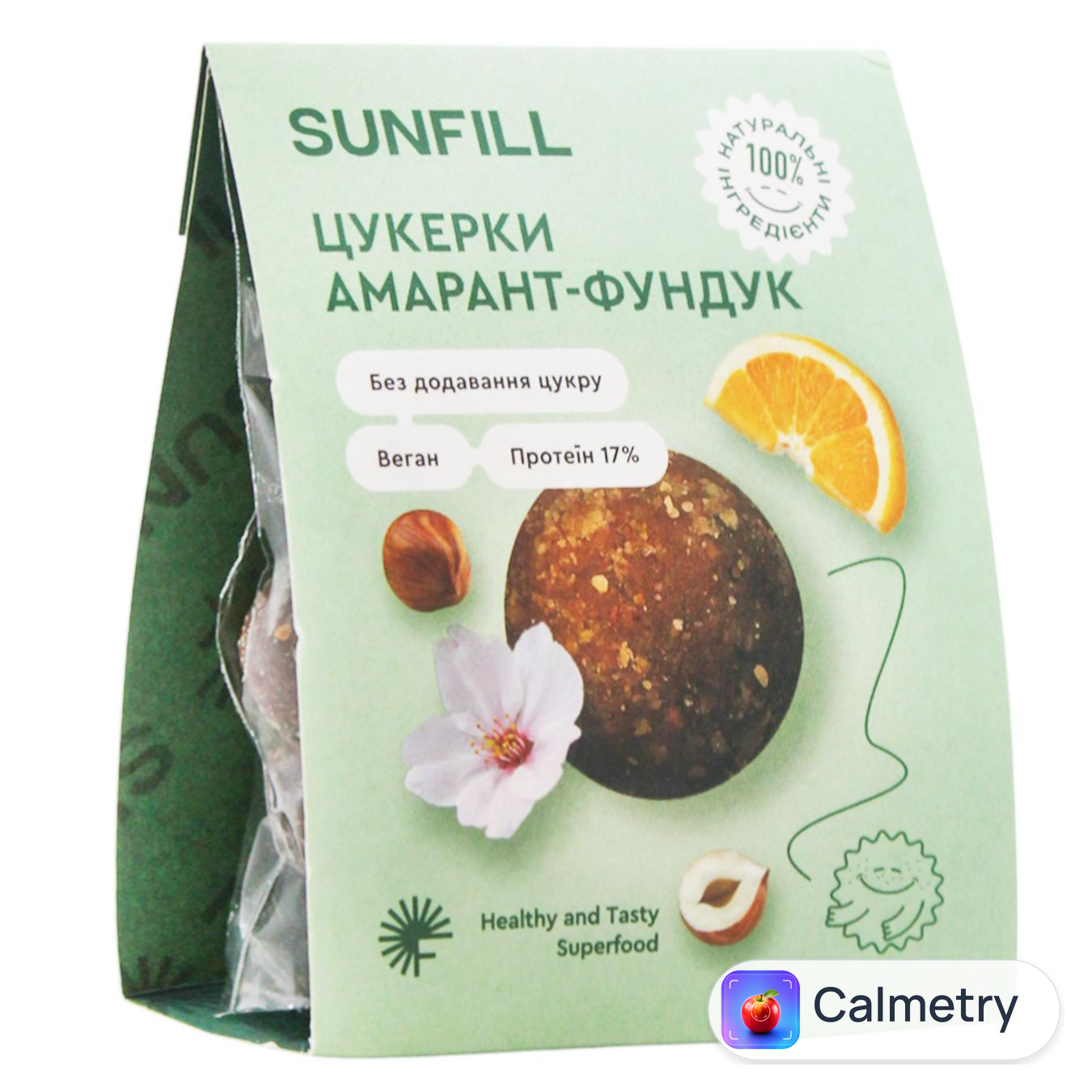 Цукерки Sunfill Амарант-фундук з протеїном 73г — фото продукту