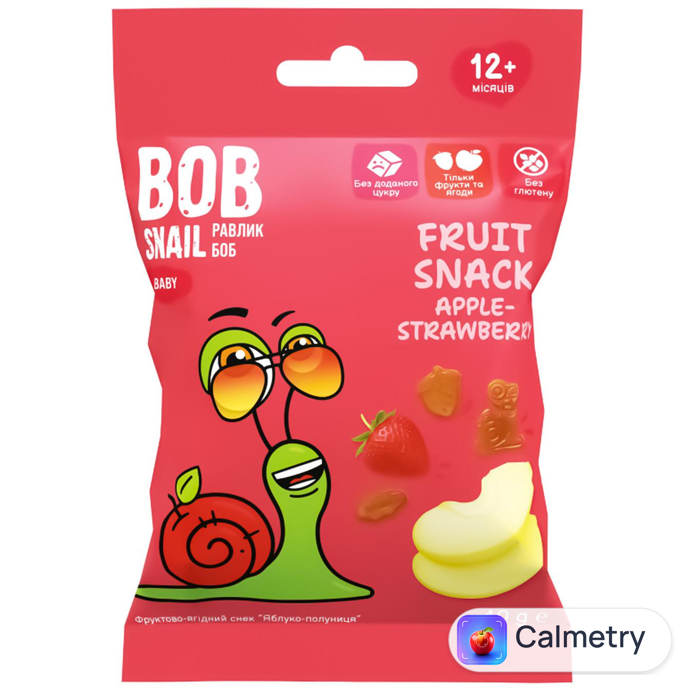 Снек фруктовий Bob Snail яблуко-полуниця 40г — фото продукту