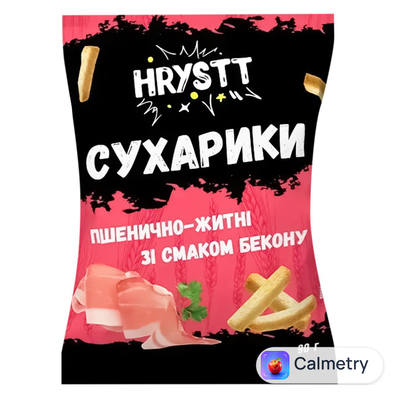 Сухарики Hrystt пшенично-житні зі смаком бекону 90г