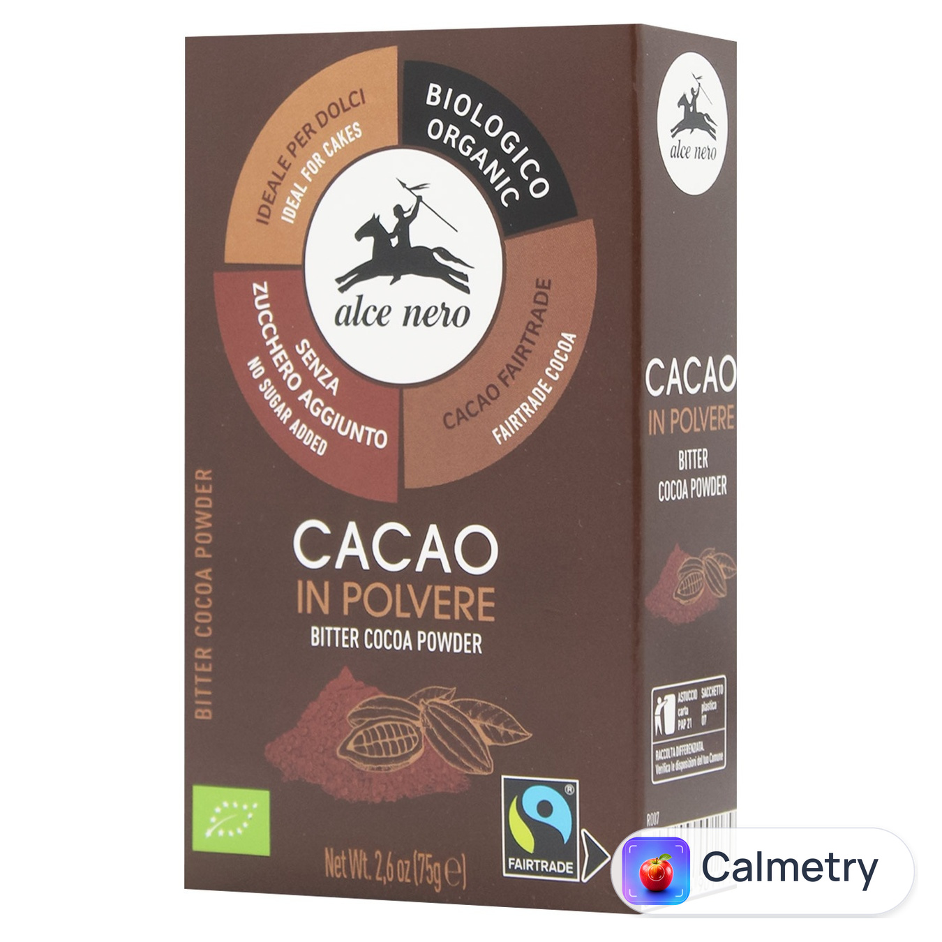 Какао-порошок Alce Nero Fairtrade без цукру органічний 75г