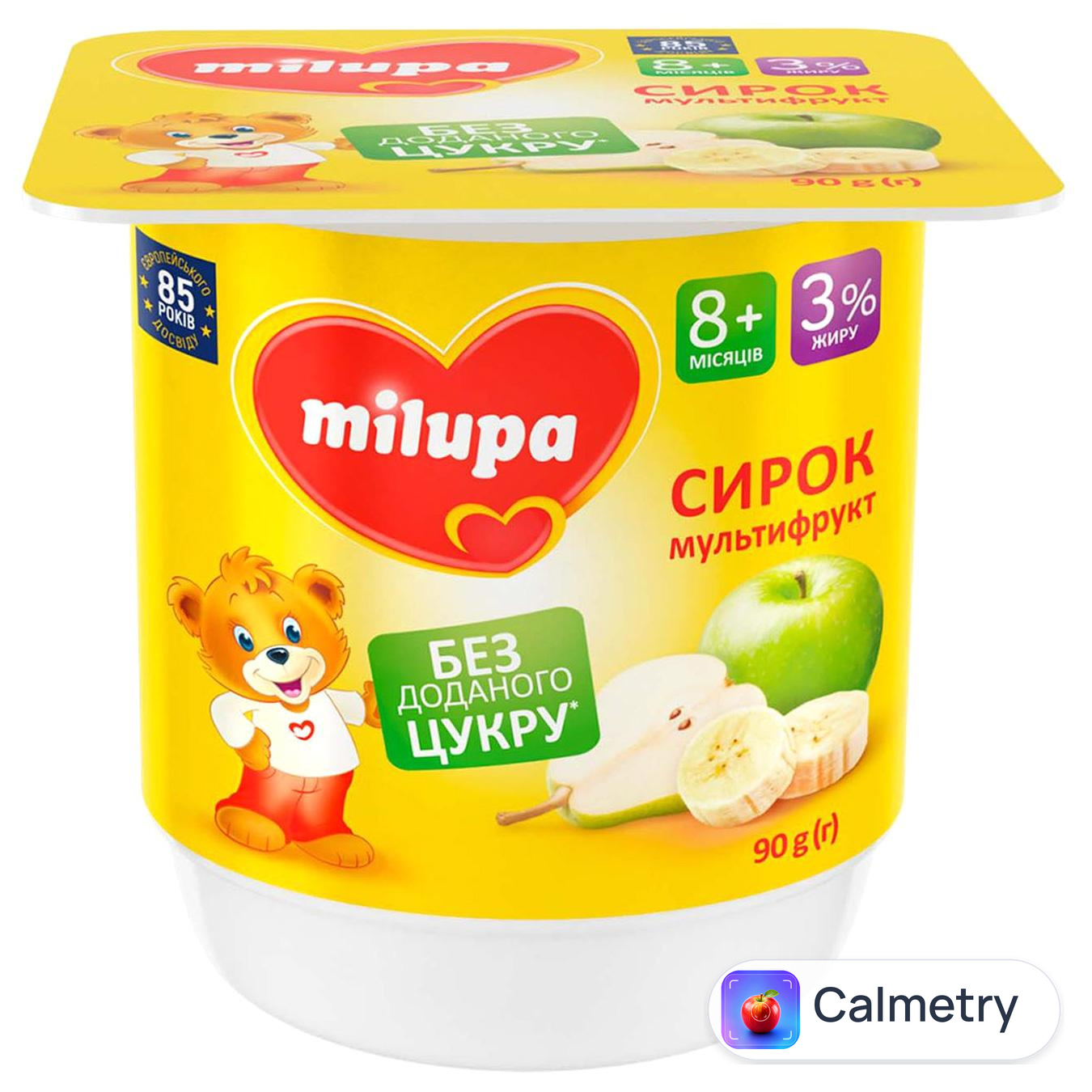 Сирок Milupa мультифрукт 3% 90г — фото продукту